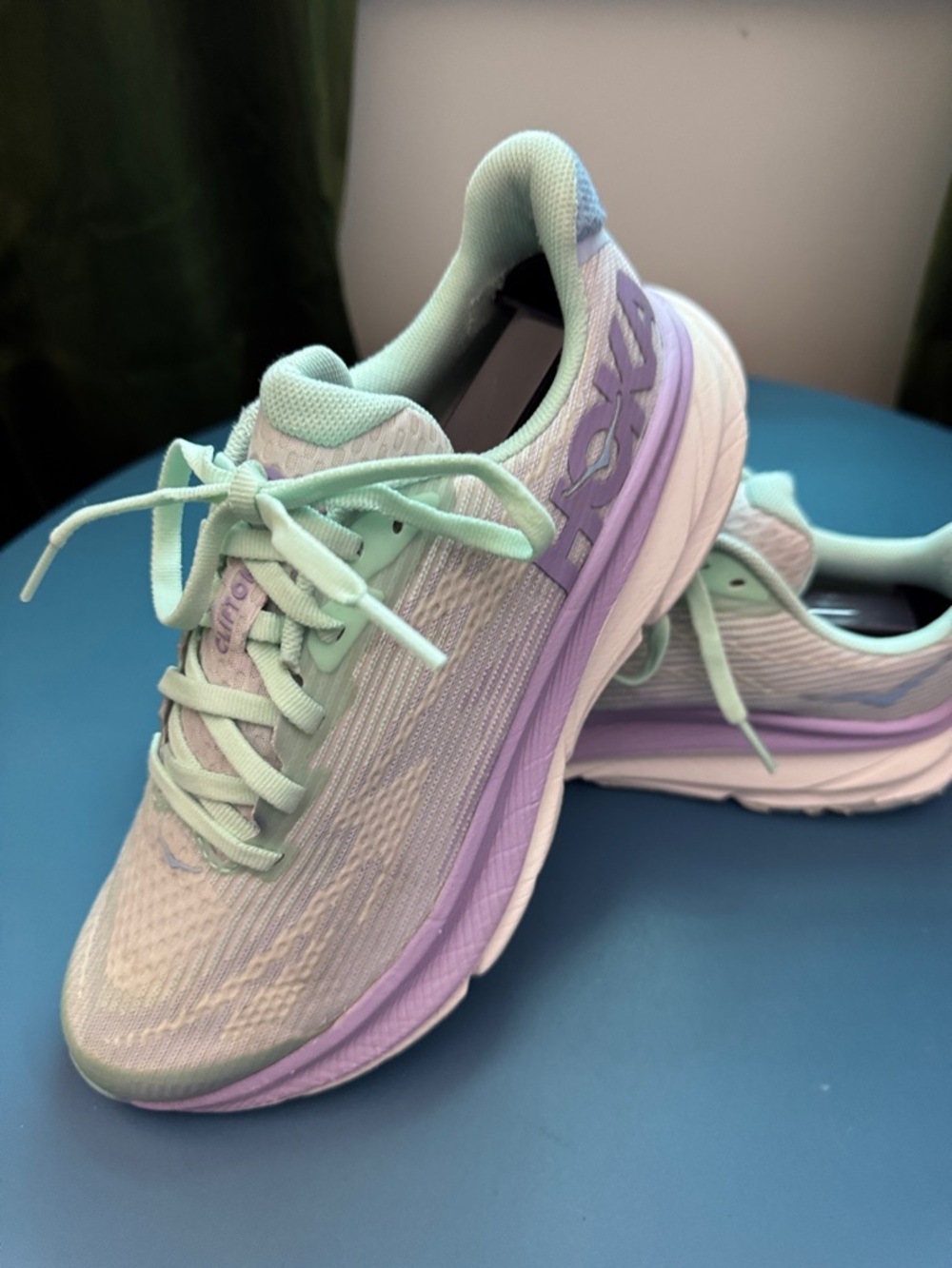 Hoka Women's Sneakers in Mint Green & Lavender Accent